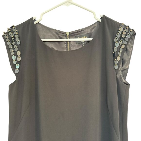 Laundry by Shelli Segal Women's Size 6 Black Sheath Dress Sequin Cap Sleeve - Picture 6 of 8